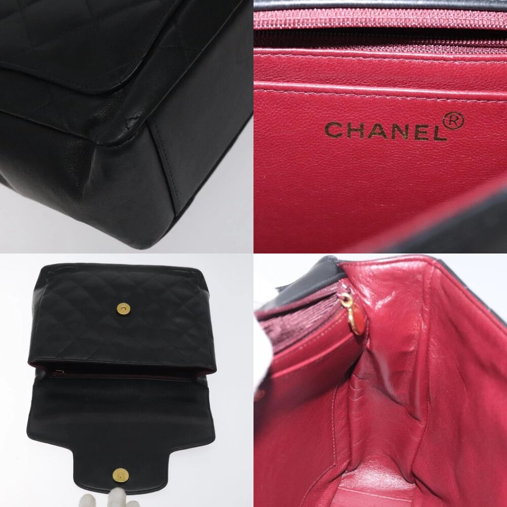 CHANEL Matelasse COCO Mark Chain Hand Bag Lamb Skin Black Gold CC Auth 129531V - Picture 12 of 14